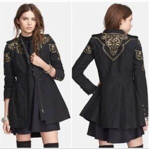Free People Embellished Embroidered Sergeant Coat Jacket